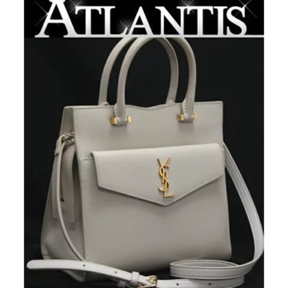 Saint Laurent Paris Uptown Handbag Leather Ivory White